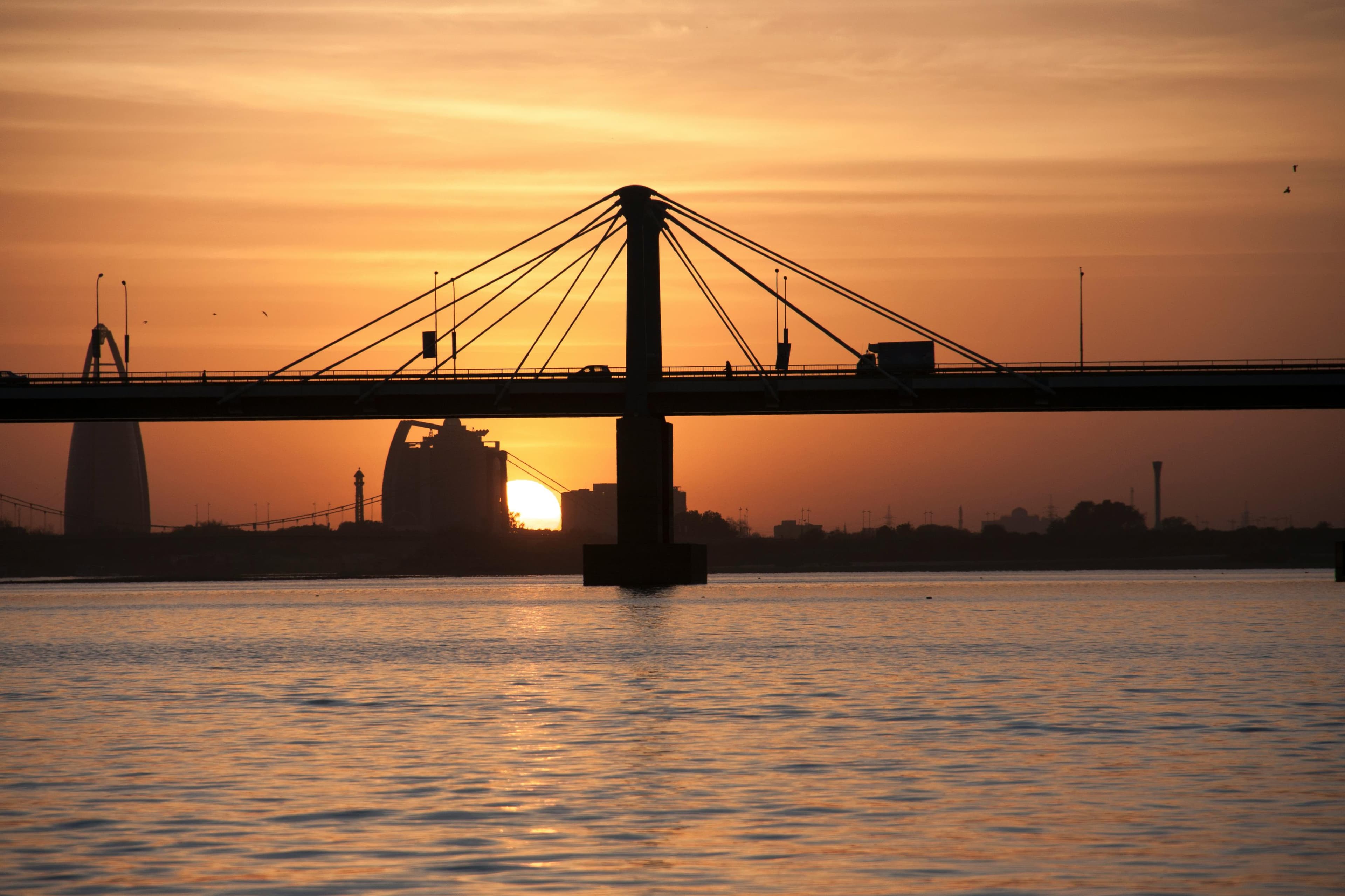 The Tuti Bridge over the Nile at sunset, Khartoum